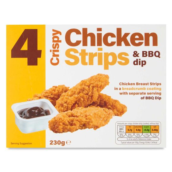 Oakhurst 4 Crispy Chicken Strips & BBQ Dip 230g